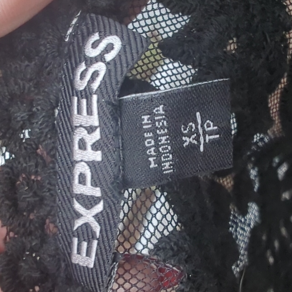 Vintage Y2K Express Black Lace Over Mesh Top - Picture 4 of 5